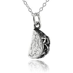 FashionJunkie4Life Sterling Silver Small 3D Taco Charm Necklace, 18'' Chain