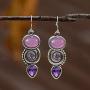 Junxin Vintage Drop Dangle Earrings for Women Girls, Small Teardrop Moonstone Earrings Dangling, Silver Dangle Hypoallergenic Earrings Mother’s Day Gift with Box