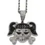 Shop-iGold Custom Skull Men Women 925 Italy White Gold Finish Iced Silver Charm Ice Out Pendant Stainless Steel Real 3 mm Rope Chain, Mans Jewelry, Iced Pendant, Rope Necklace 16''- 24''