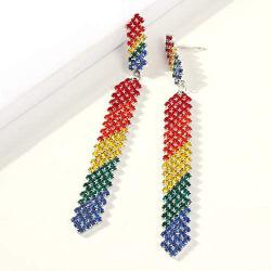 Solememo Gold and Silver Tone Rainbow Color Rhinestone Stud with Hoops Cactus Lips Ties Dangle Long Drop Statement Earring for Women Girls