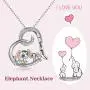 Elephant Necklace Sterling Silver Gold Plated Mother and Daughter Engraved Love Heart Dumbo Elephant Pendant Necklace Elephant Necklace Sterling Silver Gold Plated Mother and Daughter Engraved Love Heart Dumbo Elephant Pendant Necklace