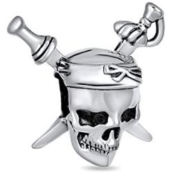 Halloween Skeleton or Pirate Skull Crossbones Charm Bead For Women Teen 925 Sterling Silver Fits European Bracelet