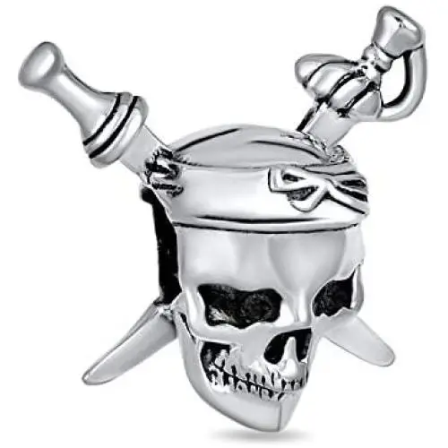 Halloween Skeleton or Pirate Skull Crossbones Charm Bead For Women Teen 925 Sterling Silver Fits European Bracelet Halloween Skeleton or Pirate Skull Crossbones Charm Bead For Women Teen 925 Sterling Silver Fits European Bracelet