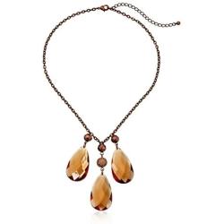 1928 Jewelry Topaz Color Triple Teardrop Adjustable Necklace, 16''