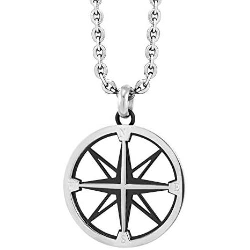 555Jewelry Unisex Stainless Steel Navigator Navigation Compass Pendant Necklace