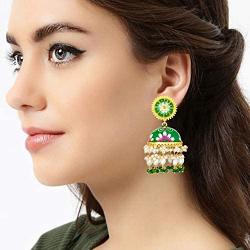 Aheli Enamel Indian Traditional Jhumki Jhumka Earrings Bollywood Wedding Party Ethnic Fashion Jewelry for Women