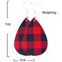 Buffalo Plaid Teardrop Dangle Earring Christmas Faux Leather Earrings Lightweight Handmade Leather Drop Earring for Women Xmas Jewelry Holiday Decor Accessory