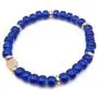 Mens Glass & Brass Stretch Bead Bracelet - Blue
