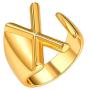 FOCALOOK Initial Ring 18K Gold Plated Letter Rings for Women Open Adjustable Rings Chunky Initial Ring Bold Statement Rings