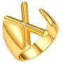FOCALOOK Initial Ring 18K Gold Plated Letter Rings for Women Open Adjustable Rings Chunky Initial Ring Bold Statement Rings