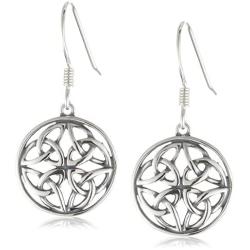 Sterling Silver Celtic Knot Round Drop Wire Earrings
