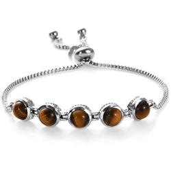 Shop LC Tigers Eye Platinum Tennis Bracelet for Women Size Adjustable Jewelry Gifts