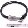 Big Hook Mens Braided Leather Bracelet Black Handcrafted in USA
