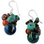 NOVICA Multi-Gem Carnelian .925 Sterling Silver Cluster Earrings Tropical Oasis
