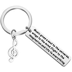 KUIYAI Plato Quote Keychain Music Gives a Soul to The Universe Keyring Gift for Musicians and Music Teachers Music Lover