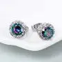 14K White Gold Plated Earrings Rainbow Quartz Halo CZ Created Mystic Topaz Stud Earrings Hypoallergenic Jewelry Gift for Women Men 14K White Gold Plated Earrings Rainbow Quartz Halo CZ Created Mystic Topaz Stud Earrings Hypoallergenic Jewelry Gift for Women Men