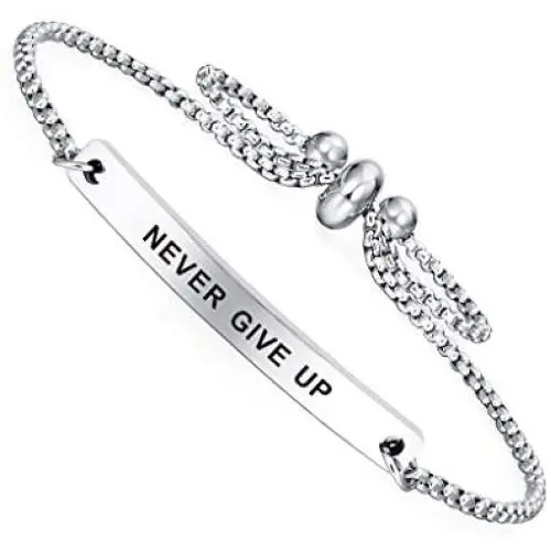 SOUSYOKYOSAM Dainty Cuff Bracelet - Never GIVE UP - Inspired Women Jewelry Excellent Adjustable Bangle SOUSYOKYOSAM Dainty Cuff Bracelet - Never GIVE UP - Inspired Women Jewelry Excellent Adjustable Bangle