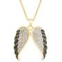 1/2 Carat CT.t.w Round White & Enhanced Black Natural Diamond Angel Wings Pendant Necklace In 14k Gold Over Sterling Silver (0.50 Cttw)