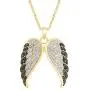 1/2 Carat CT.t.w Round White & Enhanced Black Natural Diamond Angel Wings Pendant Necklace In 14k Gold Over Sterling Silver (0.50 Cttw) 1/2 Carat CT.t.w Round White & Enhanced Black Natural Diamond Angel Wings Pendant Necklace In 14k Gold Over Sterling Silver (0.50 Cttw)