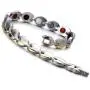 COOLSTEELANDBEYOND Health Function Leaf Link Magnetic Bracelet for Ladies Steel with Magnets Free Link Removal Tool