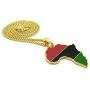Fashion 21 Pan African Colored Africa Map Pendant 24'' Various Chain Necklace in Gold, Silver Tone