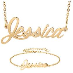 HUAN XUN Personalized Custom Any Name Necklace in Golden Silver Jewelry