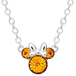 Disney Minnie Mouse Crystal Birthstone Silver Plated Pendant Necklace