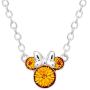 Disney Minnie Mouse Crystal Birthstone Silver Plated Pendant Necklace
