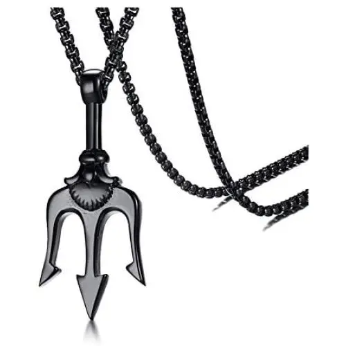VNOX Stainless Steel Neptune Greek Poseidon Trishula Pronged Trident Pendance Protection Necklace for Men Boys VNOX Stainless Steel Neptune Greek Poseidon Trishula Pronged Trident Pendance Protection Necklace for Men Boys