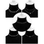 BBTO 9 Pieces Women Girls Layered Choker Necklace Sliver Layered Pendant Choker Jewelry Set (Style 1)