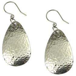 Small Hammered Aluminum Silver-tone Tear Drop Earrings By John S Brana Handmade Jewelry Hypoallergenic