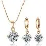 18K Gold Plated Jewelry Set For Women Girls Cubic Zirconia Pendant Necklace And Dangle Earrings Sets Hypoallergenic CZ Bridal Wedding Gifts For Her 18K Gold Plated Jewelry Set For Women Girls Cubic Zirconia Pendant Necklace And Dangle Earrings Sets Hypoallergenic CZ Bridal Wedding Gifts For Her