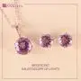ATELIER PINKCITY Pink Amethyst Necklace and Stud Earring Set 925 Sterling Silver 18K Rose Gold Plated 16 Inches with 2'' Extension Gemstone Birthstone Sets for Women