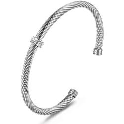 Wistic Cable Wire Bangle Cuff Gold Bracelet Stainless Steel Vintage Bracelet for Women Inspired Antique Jewelry Christmas Day Gifts