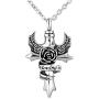 TCHYUN Angel Wing Cross Dad Grandma Brother Grandpa Aunt Uncle Nana Flower Keepsake Memorial Cremation Urn Necklace for Ashes Stainless Steel