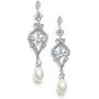 Mariell Vintage Cubic Zirconia Rhodium Scroll Bridal Earrings with Genuine Freshwater Pearl Drops Mariell Vintage Cubic Zirconia Rhodium Scroll Bridal Earrings with Genuine Freshwater Pearl Drops