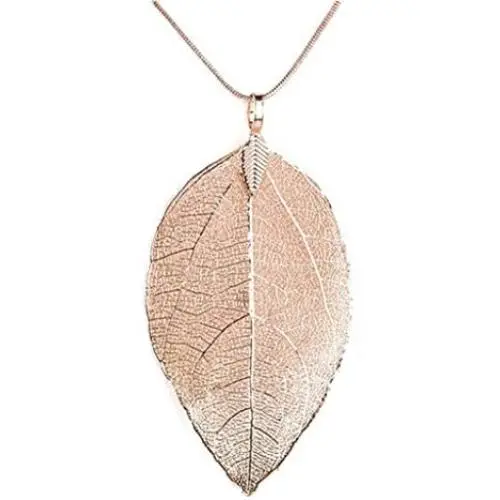 WEILYDF Charming Natural Real Leaf Long Necklace Elegant Simple Leaf Sweater Chain Birthday Female Jewelry Accessories (Rose Gold) WEILYDF Charming Natural Real Leaf Long Necklace Elegant Simple Leaf Sweater Chain Birthday Female Jewelry Accessories (Rose Gold)