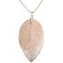 WEILYDF Charming Natural Real Leaf Long Necklace Elegant Simple Leaf Sweater Chain Birthday Female Jewelry Accessories (Rose Gold)