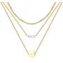Florideco 3Pcs Stainless Steel Layered Initial Necklaces for Women 18k Gold Plated Handmade Dainty Personalized Letter Name Coin Pearl Choker Necklace Gift for Women Necklace Jewelry a-z