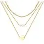 Florideco 3Pcs Stainless Steel Layered Initial Necklaces for Women 18k Gold Plated Handmade Dainty Personalized Letter Name Coin Pearl Choker Necklace Gift for Women Necklace Jewelry a-z