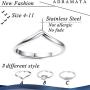 Adramata 3 Pcs Stainless Steel Engagement Wave Ring for Women Cute Thumb Band Rings Set