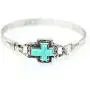 Wonderent Teal Cross Handmade Beautiful Bangle Bracelet with Wire Design Wonderent Teal Cross Handmade Beautiful Bangle Bracelet with Wire Design