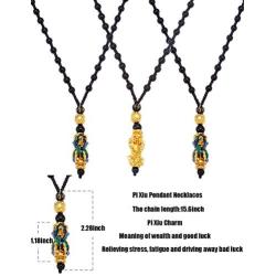 FUTTMI Feng Shui Pi Xiu Bracelet Necklace Set for Women Men Pi Yao Lucky Nafu Wealth Bracelet Necklace Black Bead Bracelet with Hand Carved Amulet Beads Jewelry Set