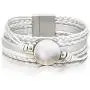 Silver Shell Bracelet Ocean Bead Bracelet Bohemian Wrap Bracelet Leather Cuff Bracelet Cross Braided Bracelet Boho Jewelry for Women Teen Girls