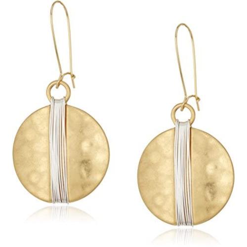 Robert Lee Morris Womens Two-Tone Wire Wrap Sharp Hook Earrings