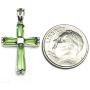 P0157 Cross Mt St Helens Green Helenite May Birthstone Sterling Silver Pendant