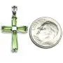 P0157 Cross Mt St Helens Green Helenite May Birthstone Sterling Silver Pendant