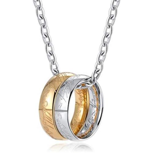 SOYOKO Engraved Gold Tone The One Ring Pendant Necklace for Lord of The Ring Fans Cosplay Costume Jewelry