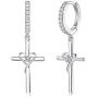 AmorAime 925 Sterling Silver Earrings for Women Birthstone Heart Earrings for Girls Dangle Cross Earrings Mom Gifts for Mothers Day, Anniversary or Birthday for Teen Girls