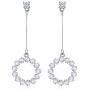 SBLING 18K Gold Plated or Platinum Plated Cubic Zirconia Round Circle Dangle Drop Earrings